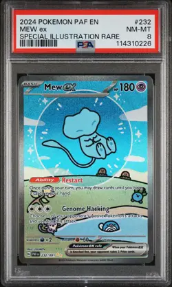 2024 POKEMON PAF EN-PALDEAN FATES SPECIAL ILLUSTRATION RARE #232 MEW EX PSA 8 - Image 1