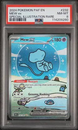 2024 POKEMON PAF EN-PALDEAN FATES SPECIAL ILLUSTRATION RARE #232 MEW EX PSA 8 - Image 1