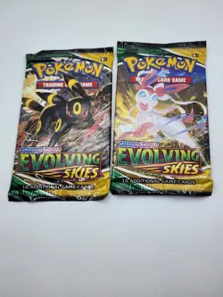 Pokemon Sword & Shield Evolving Skies TCG Booster Pack Lot of 2 - Image 1