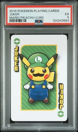 2016 POKEMON PLAYING CARDS MARIO PIKACHU LUIGI JOKER PSA 5 - Image 1