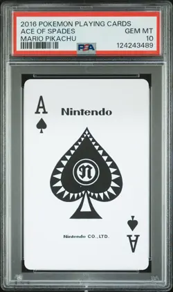 2016 POKEMON PLAYING CARDS MARIO PIKACHU ACE OF SPADES PSA 10 - Image 1