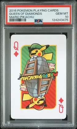 2016 POKEMON PLAYING CARDS MARIO PIKACHU QUEEN OF DIAMONDS PSA 10 - Image 1