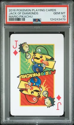 2016 POKEMON PLAYING CARDS MARIO PIKACHU JACK OF DIAMONDS PSA 10 - Image 1
