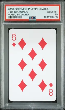 2016 POKEMON PLAYING CARDS MARIO PIKACHU 8 OF DIAMONDS PSA 10 - Image 1