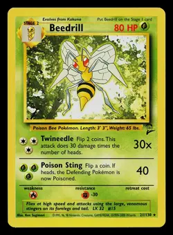 Pokemon Card - Beedrill Base Set 2 21/130 Rare - Image 1