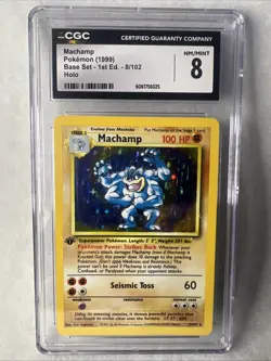 CGC 8 Machamp Base Set 1st Edition 8/102 Holo Pokemon Card psa - Image 1
