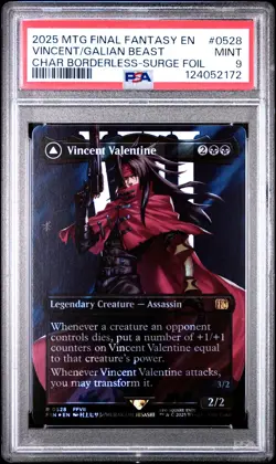 2025 MTG FINAL FANTASY SURGE FOIL #0528 GALIAN BEAST/VINCENT VALENTINE PSA 9 - Image 1