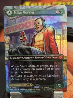 NM Borderless Foil Miles Morales, MTG, Marvel's Spider-Man, Magic, 200 - Image 1