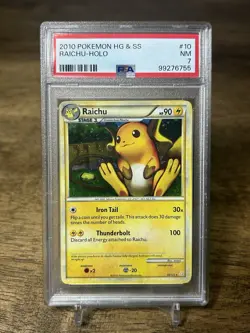 Pokemon PSA 7 Raichu 10/123 HeartGold & SoulSilver 2010 Holo Rare NM - Image 1