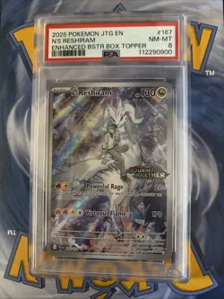 N's Reshiram 167/159 Journey Together Enhanced Box Topper, PSA NM-MT 8 Pokemon - Image 1