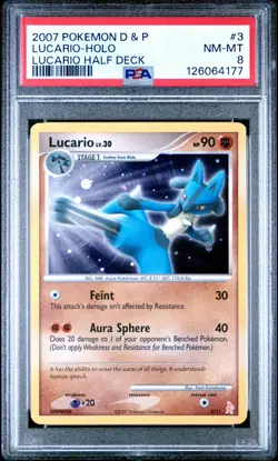 2007 POKEMON DIAMOND & PEARL LUCARIO HALF DECK #3 LUCARIO-HOLO PSA 8 - Image 1