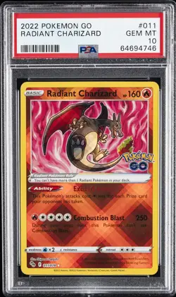 2022 POKEMON GO #011 RADIANT CHARIZARD PSA 10 - Image 1