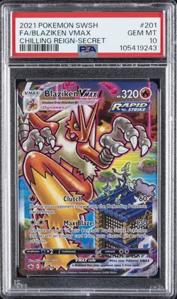 2021 POKEMON SWORD & SHIELD CHILLING REIGN SECRET FULL ART/BLAZIKEN VMAX PSA 10 - Image 1