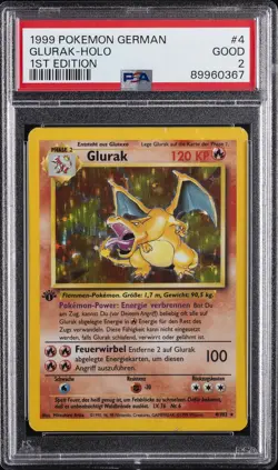 1999 POKEMON GERMAN 1ST EDITION #4 GLURAK-HOLO PSA 2 - Image 1