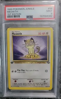 PSA 9 Meowth - 56/64 - 1999 Pokemon Jungle 1st Edition WOTC Common Mint - Image 1