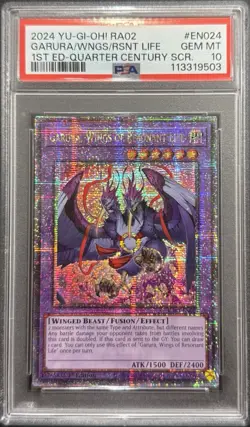 2024 PSA 10 YUGIOH RA02 QCR SECRET RARE GARURA WINGS OF RESONANT LIFE 💫 - Image 1
