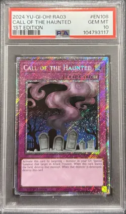 2024 PSA 10 YUGIOH RA03 BONANZA PLATINUM SECRET RARE CALL OF THE HAUNTED 💫 - Image 1