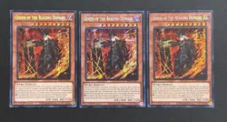 2025 YUGIOH MP25 1ST ED SECRET RARE QUEEN OF THE BLAZING DOMAIN X3 NM - Image 1