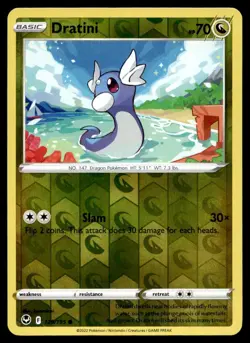Dratini 129/195 Pokemon Card Silver Tempest Common Rev Holo 70 HP Near Mint K10 - Image 1