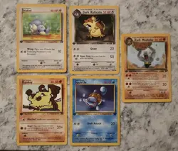 Pokemon 5 Card Vintage Team Rocket 1st Edition Lot Set Bundle Squirtle Machoke - Image 1