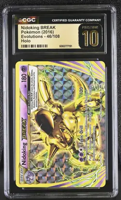 CGC Pristine 10 Nidoking BREAK 46/108 Holo Evolutions Pokemon Card - Image 1
