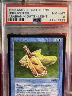 Fishliver Oil (b Light) Arabian Nights Blue Common CARD PSA 8 NM-MT 1993 - Image 2