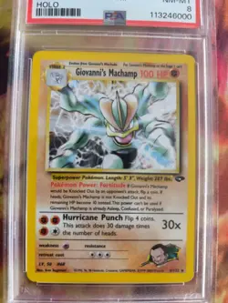Pokemon Card Giovanni's Machamp Gym Challenge Holo 2000 Machomei English PSA 8 - Image 3
