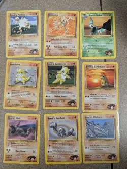 Vintage Sandshrew Brock's Pokemon Sugimori Art Lot Of 9 Pokemon Cards WOTC - Image 1