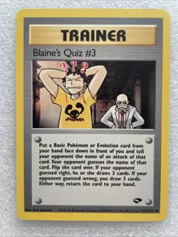 Pokemon TCG Gym Challenge Trainer Blaine's Quiz #3112/132 Unlimited Card WOTC - Image 1