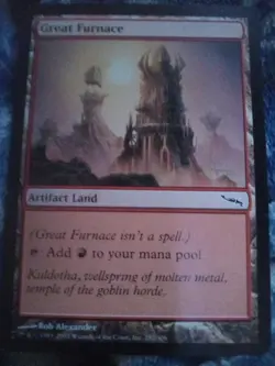Great Furnace Mirrodin Red / Mountain Artifact Land Magic The Gathering Card LP - Image 1