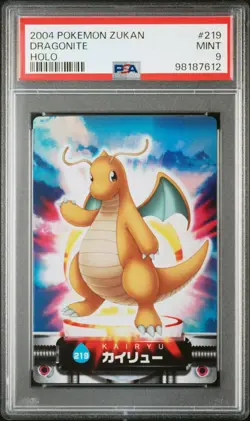 2004 CARDDASS POKEMON ADVANCED GENERATION ZUKAN CARD HOLO #219 DRAGONITE PSA 9 - Image 1