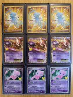 mew 025/025 Secret Rare Mewtwo EX Mew Card Lot Of 9 Gold Pokemon Celebrations - Image 1