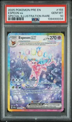2025 POKEMON PRE EN-PRISMATIC EVOLUTIONS #155 ESPEON EX PSA 10 - Image 1