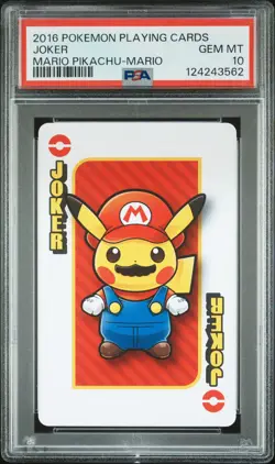 2016 POKEMON PLAYING CARDS MARIO PIKACHU MARIO JOKER PSA 10 - Image 1