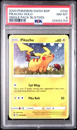 2020 POKEMON SWSH BLACK STAR PROMO SINGLE PACK BLISTERS #039 PIKACHU-HOLO PSA 8 - Image 1