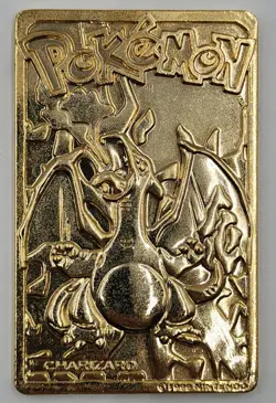 POKEMON CHARIZARD GOLD COLORED METAL CARD Q2091 - Image 1