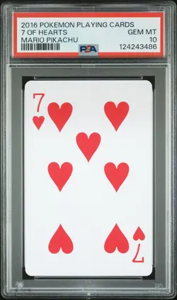 2016 POKEMON PLAYING CARDS MARIO PIKACHU 7 OF HEARTS PSA 10 - Image 1