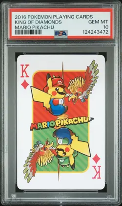 2016 POKEMON PLAYING CARDS MARIO PIKACHU KING OF DIAMONDS PSA 10 - Image 1