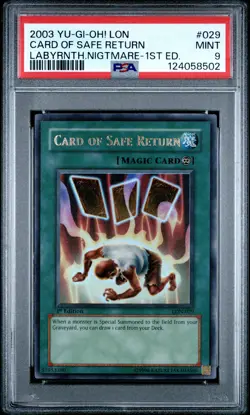2003 YU-GI-OH! LON-LABYRINTH OF NIGHTMARE 1ST ED #029 CARD OF SAFE RETURN PSA 9 - Image 1