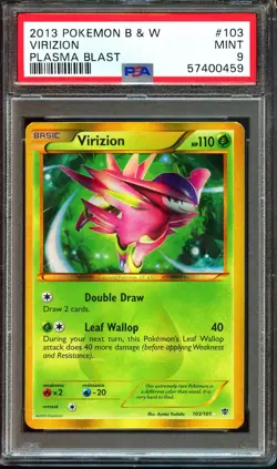 PSA 9 MINT Virizion 103/101 B&W Plasma Blast Secret Rare Holo Pokemon Card - Image 1