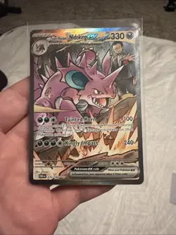 Pokemon TCG Destined Rivals Team Rockets Nidoking EX Card 233/182 Rare - Image 1