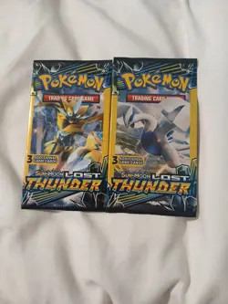 (2) 2018 Pokemon Sun & Moon Lost Thunder New Sealed 3 Card Booster Packs English - Image 1
