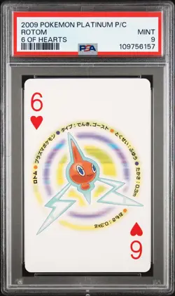 2009 POKEMON PLATINUM VERSION PLAYING CARDS 6 OF HEARTS ROTOM PSA 9 - Image 1
