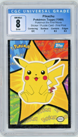 1999 Topps The First Pokemon Movie Pikachu Sticker Puzzle CGC 8 - Image 1