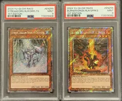 2024 PSA 9 YUGIOH RA03 PLATINUM SECRET RARE STREAM & BURNER DRAGON RULERS SET - Image 1