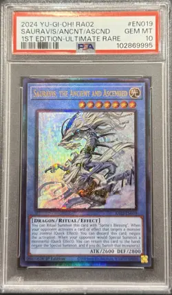 2024 PSA 10 YUGIOH RA02 ULTIMATE RARE SAURAVIS THE ASCENT ASCENDED 💎 - Image 1