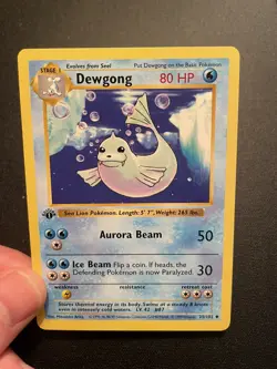 Dewgong 1st Edition Base Set Shadowless Pokemon Card Uncommon 25/102 Near Mint - Image 1
