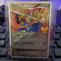 Zacian LV.X SWSH135 Celebrations Black Star Promo Card Near Mint Condition - Image 1
