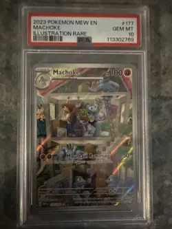 2023 Pokemon Mew en Machoke Illustration Rare Card 177/165 PSA 10 - Image 1