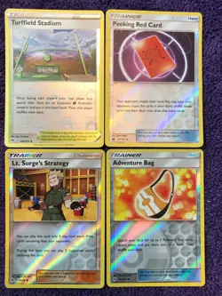 POKEMON HOLO PEEKING RED CARD 97/111 LT. SURGES STRATEGY 60/68 ADENTURE BAG 167/ - Image 1